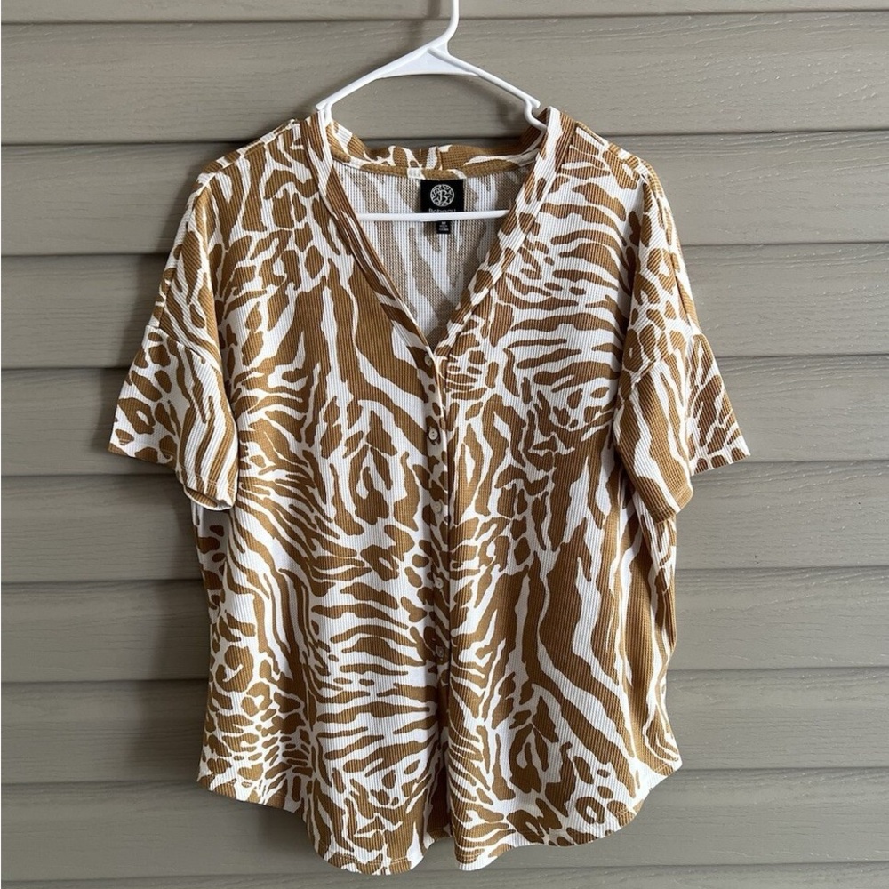 Brown/Mustard and White Zebra Print Women's Top